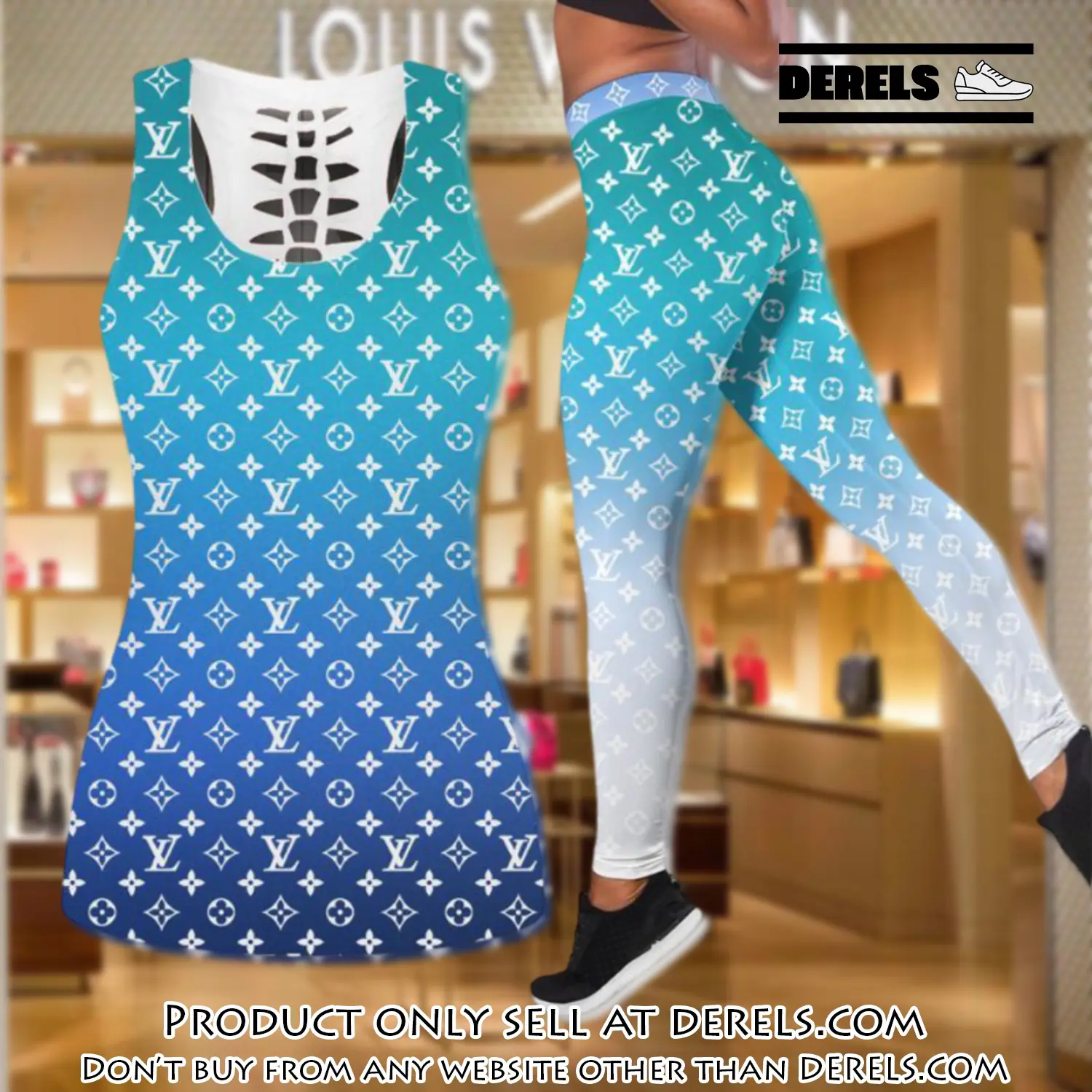 Louis vuitton gradient tank top leggings set luxury brand lv for women yoga gym dr2402920